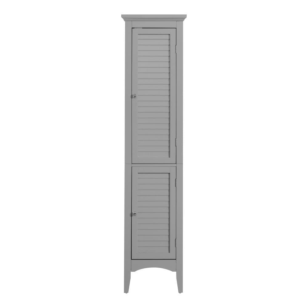 image-Glancy Wooden Linen Tower Tall Bathroom Cabinet Grey With Storage