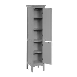 image-Glancy Wooden Linen Tower Tall Bathroom Cabinet Grey With Storage