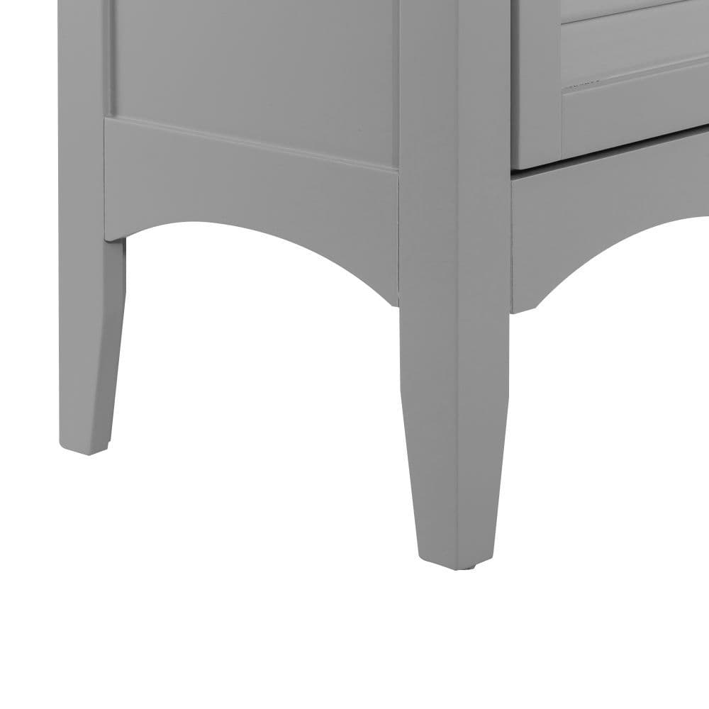 image-Glancy Wooden Linen Tower Tall Bathroom Cabinet Grey With Storage