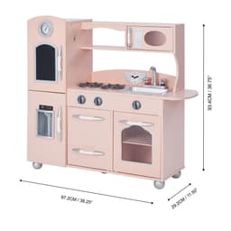 image-Retro Wooden Kitchen Toy Kitchen Pink With Ice Maker TD-11414P