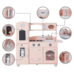 image-Retro Wooden Kitchen Toy Kitchen Pink With Ice Maker TD-11414P