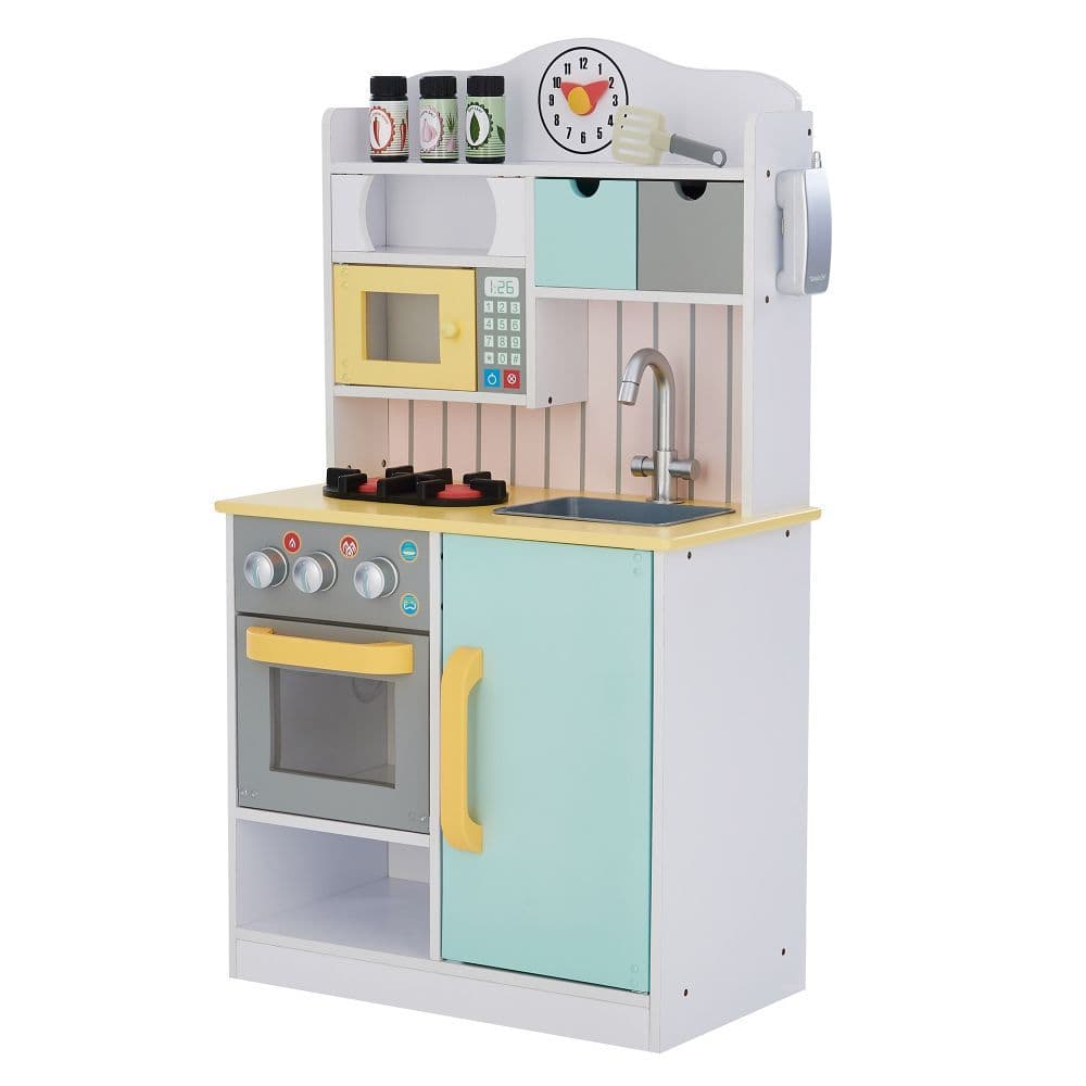 image-Wooden Kitchen Toy Kitchen With 5 Role Play Accessories TD-11708AR