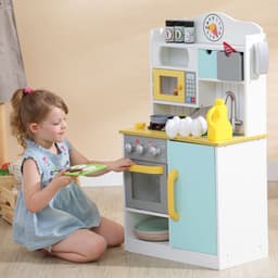 image-Wooden Kitchen Toy Kitchen With 5 Role Play Accessories TD-11708AR