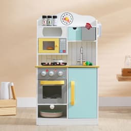 image-Wooden Kitchen Toy Kitchen With 5 Role Play Accessories TD-11708AR