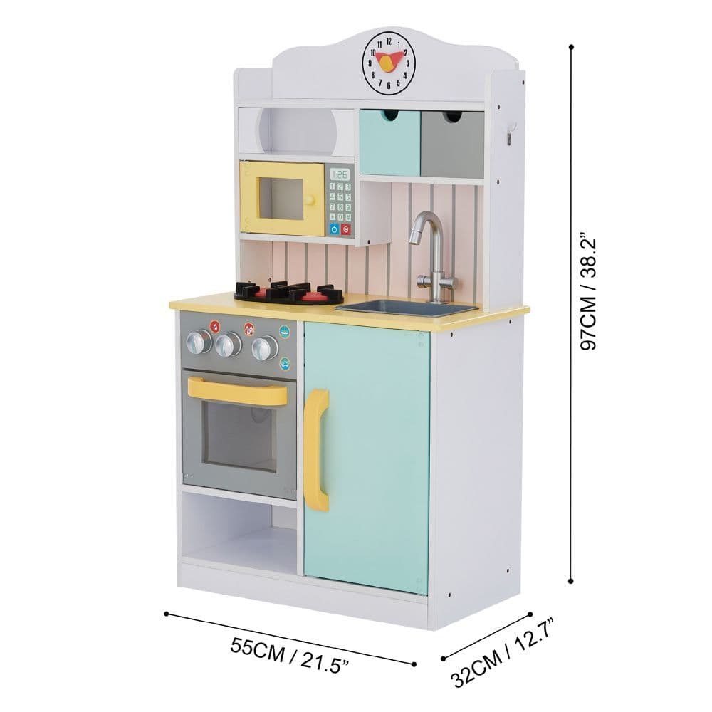 image-Wooden Kitchen Toy Kitchen With 5 Role Play Accessories TD-11708AR