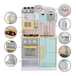 image-Wooden Kitchen Toy Kitchen With 5 Role Play Accessories TD-11708AR