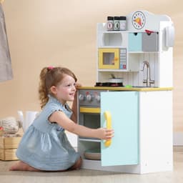 image-Wooden Kitchen Toy Kitchen With 5 Role Play Accessories TD-11708AR