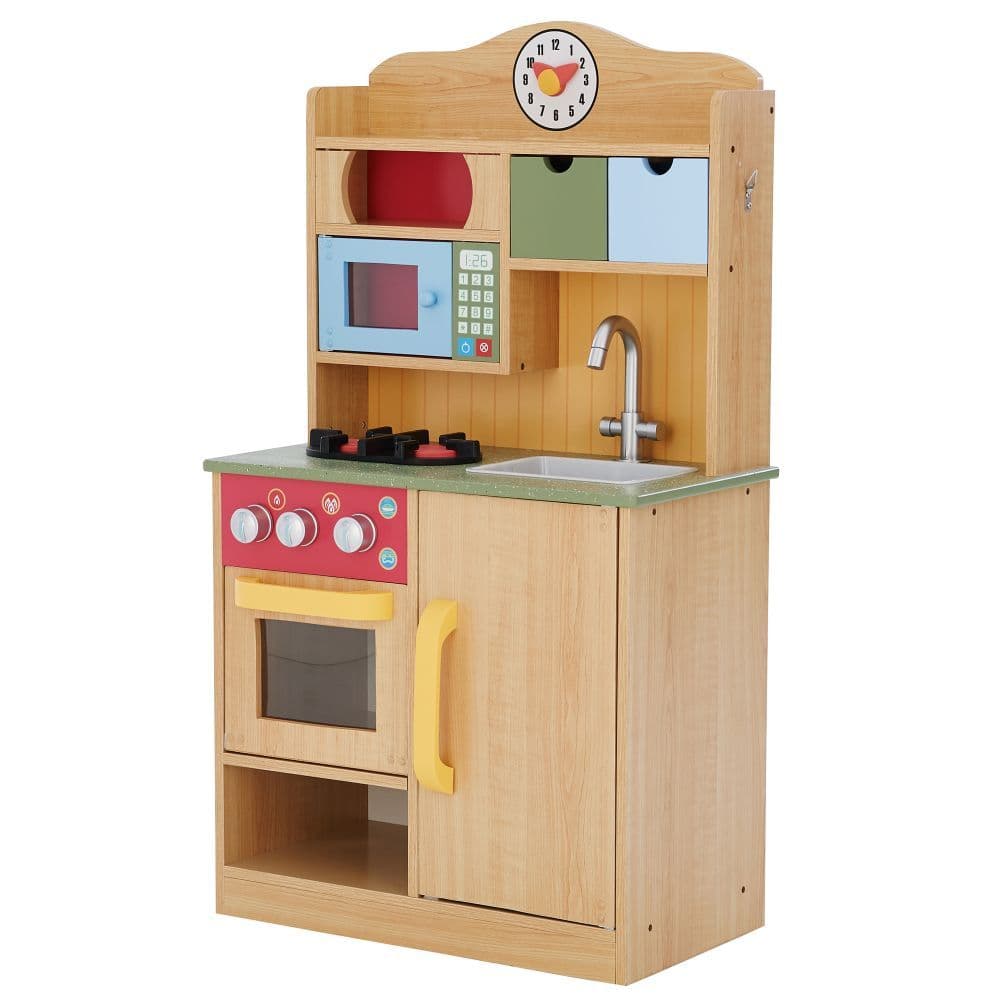 image-Wooden Kitchen Toy Kitchen With 5 Role Play Accessories TD-11708A