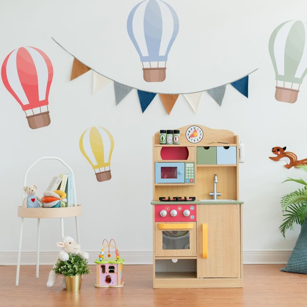 image-Wooden Kitchen Toy Kitchen With 5 Role Play Accessories TD-11708A