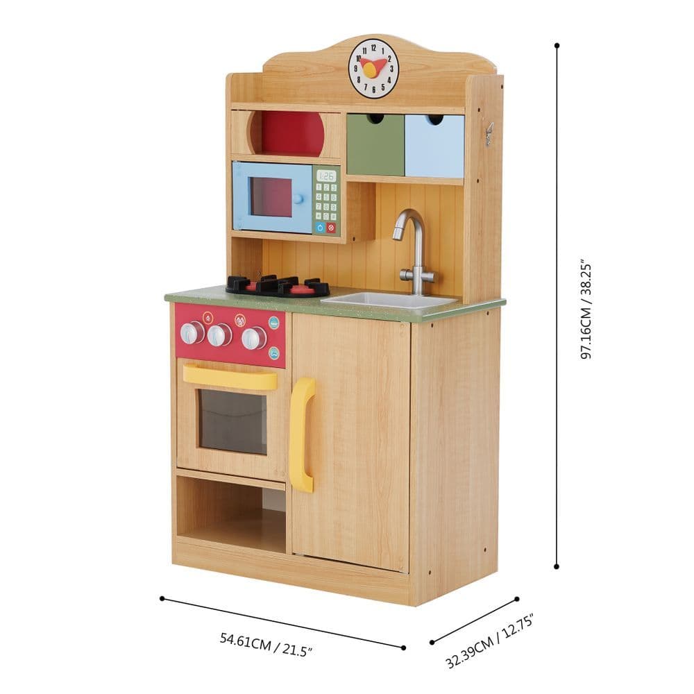 image-Wooden Kitchen Toy Kitchen With 5 Role Play Accessories TD-11708A