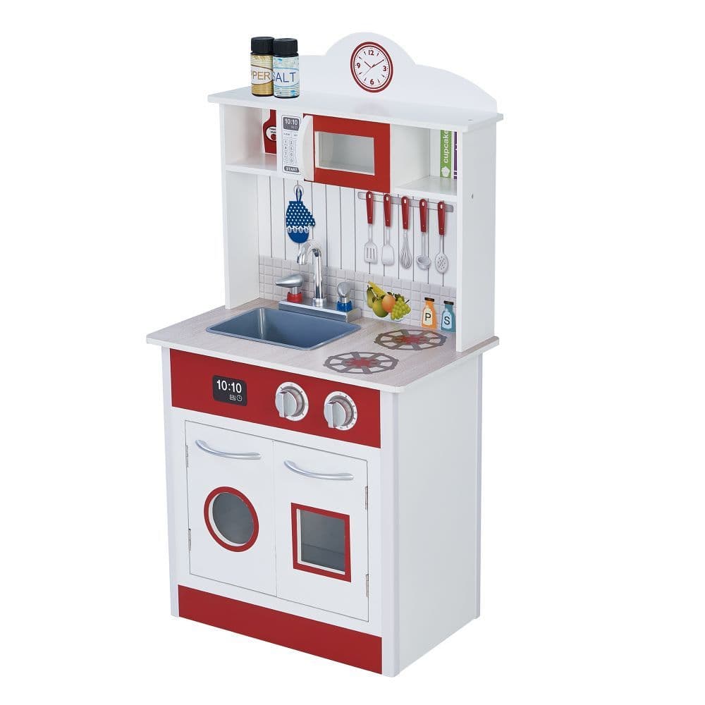 image-Wooden Kitchen Toy Kitchen With 2 Role Play Accessories TD-12385R