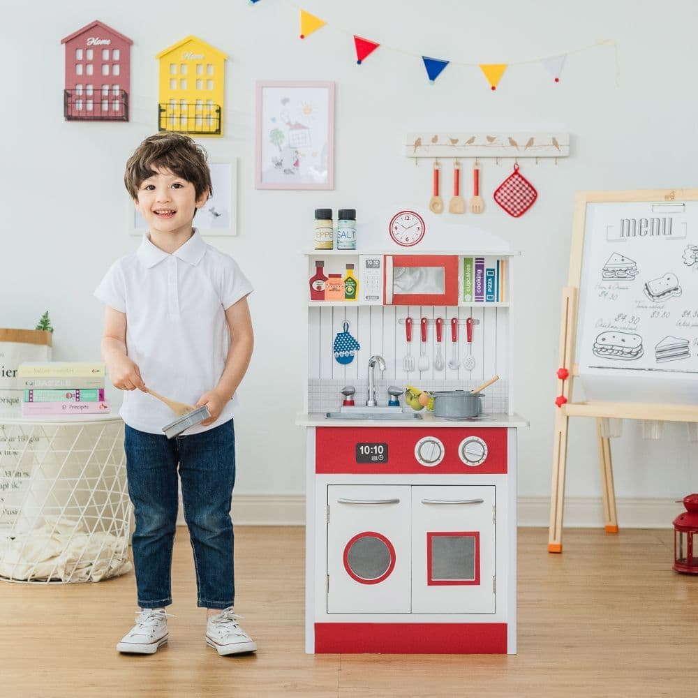 image-Wooden Kitchen Toy Kitchen With 2 Role Play Accessories TD-12385R