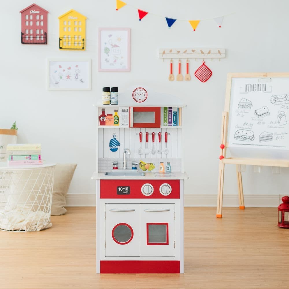 image-Wooden Kitchen Toy Kitchen With 2 Role Play Accessories TD-12385R