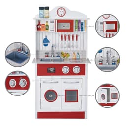 image-Wooden Kitchen Toy Kitchen With 2 Role Play Accessories TD-12385R