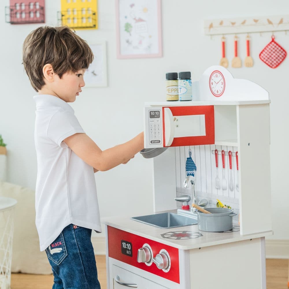 image-Wooden Kitchen Toy Kitchen With 2 Role Play Accessories TD-12385R