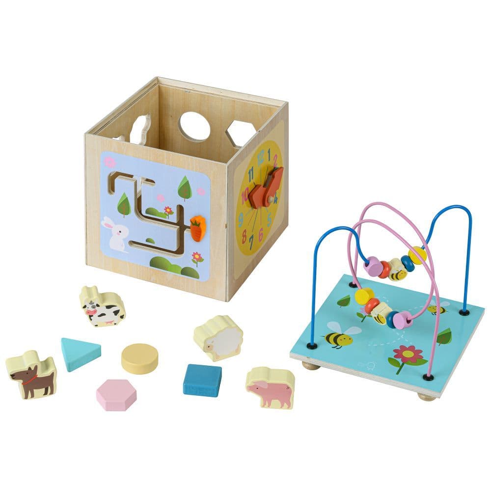 image-Preschool 5 in 1 Wooden Activity Cube, Educational Toy PS-T0006