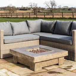 image-Outdoor Garden Gas Fire Pit Table Heater with Lava Rocks & Cover