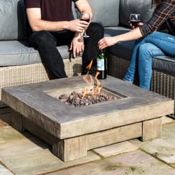 image-Outdoor Garden Gas Fire Pit Table Heater with Lava Rocks & Cover