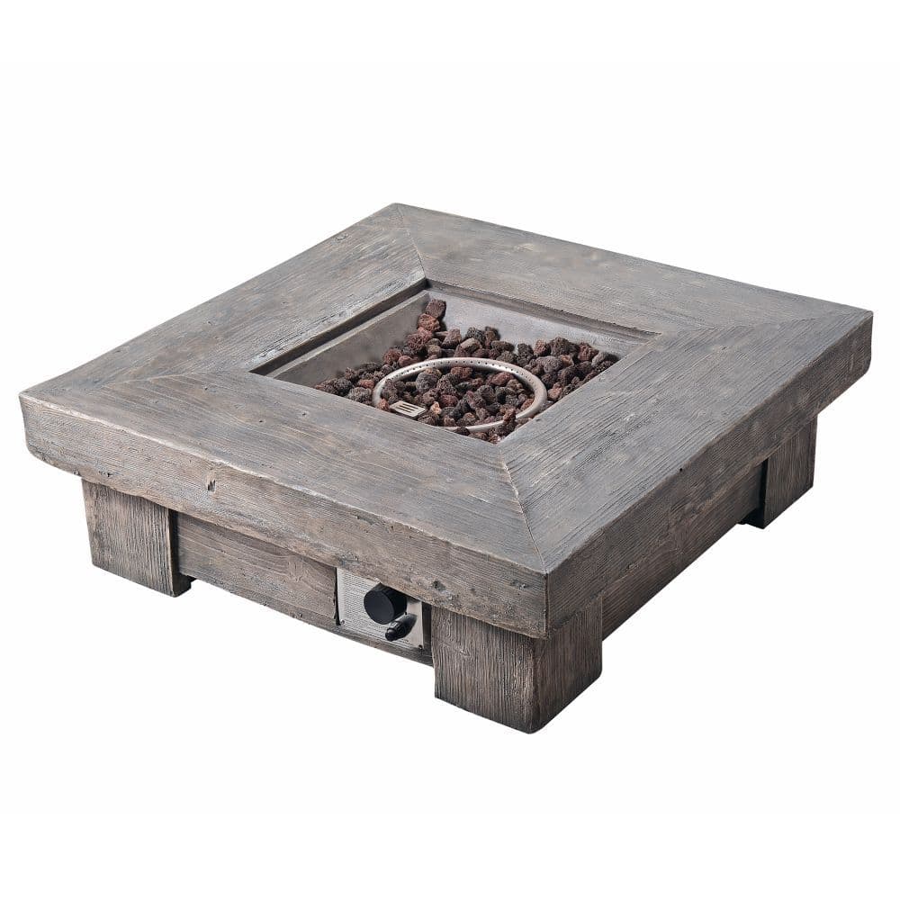 image-Outdoor Garden Gas Fire Pit Table Heater with Lava Rocks & Cover