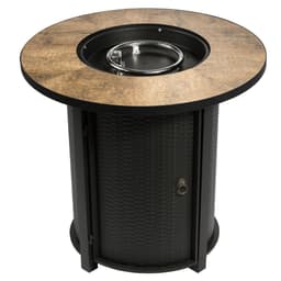 image-Outdoor Garden Round Gas Fire Pit Table Heater, Lava Rocks & Cover