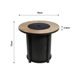 image-Outdoor Garden Round Gas Fire Pit Table Heater, Lava Rocks & Cover