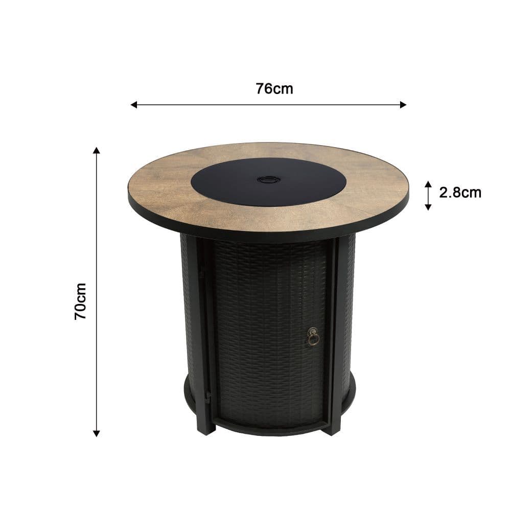 image-Outdoor Garden Round Gas Fire Pit Table Heater, Lava Rocks & Cover