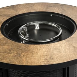 image-Outdoor Garden Round Gas Fire Pit Table Heater, Lava Rocks & Cover