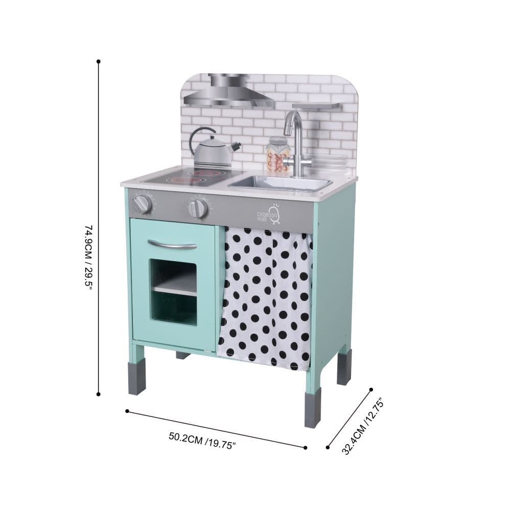 image-Little Chef Philly Modern Interactive Wooden Play Kitchen, Blue