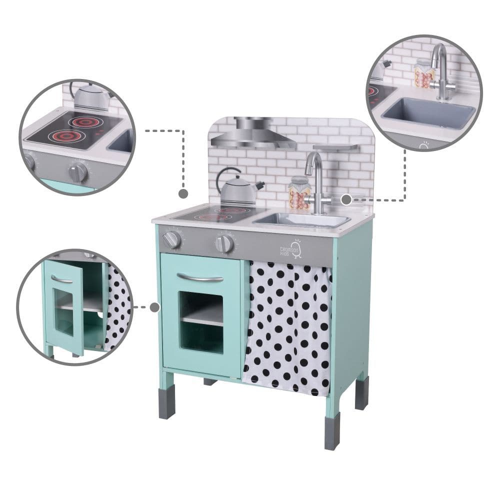 image-Little Chef Philly Modern Interactive Wooden Play Kitchen, Blue