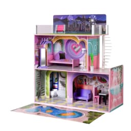 image-Olivia's Little World Large Kids Wooden Dolls House 3 Floors & 16 Accessories