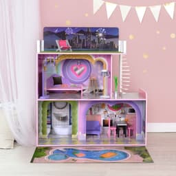 image-Olivia's Little World Large Kids Wooden Dolls House 3 Floors & 16 Accessories