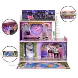image-Olivia's Little World Large Kids Wooden Dolls House 3 Floors & 16 Accessories