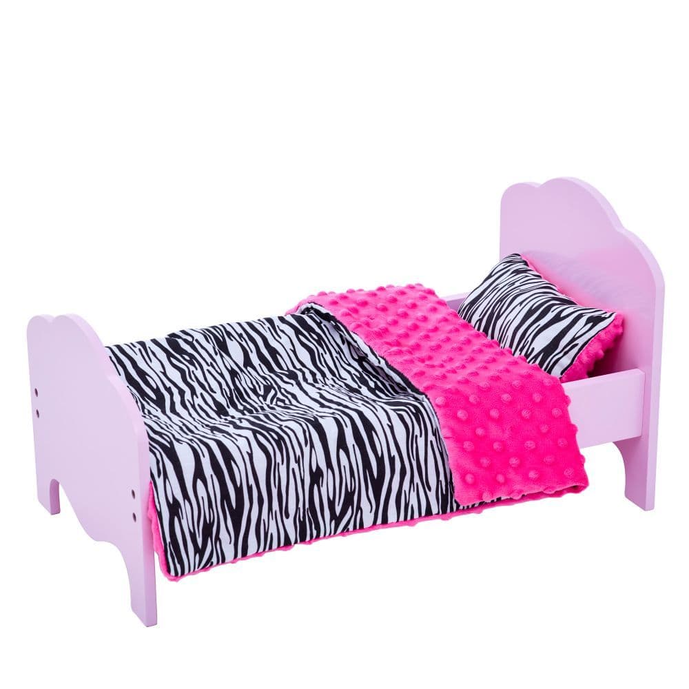 image-Olivia's Little World Doll Single Bed Pink Bedding Set Zebra Prints TD-11929-1E