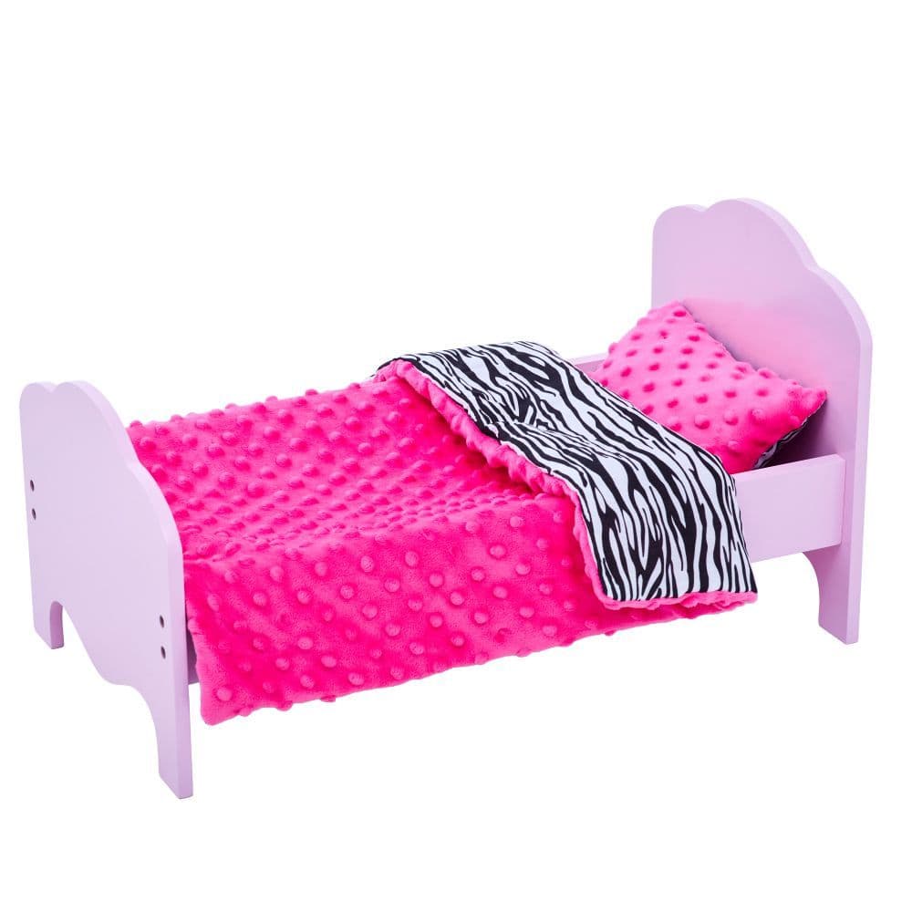 image-Olivia's Little World Doll Single Bed Pink Bedding Set Zebra Prints TD-11929-1E