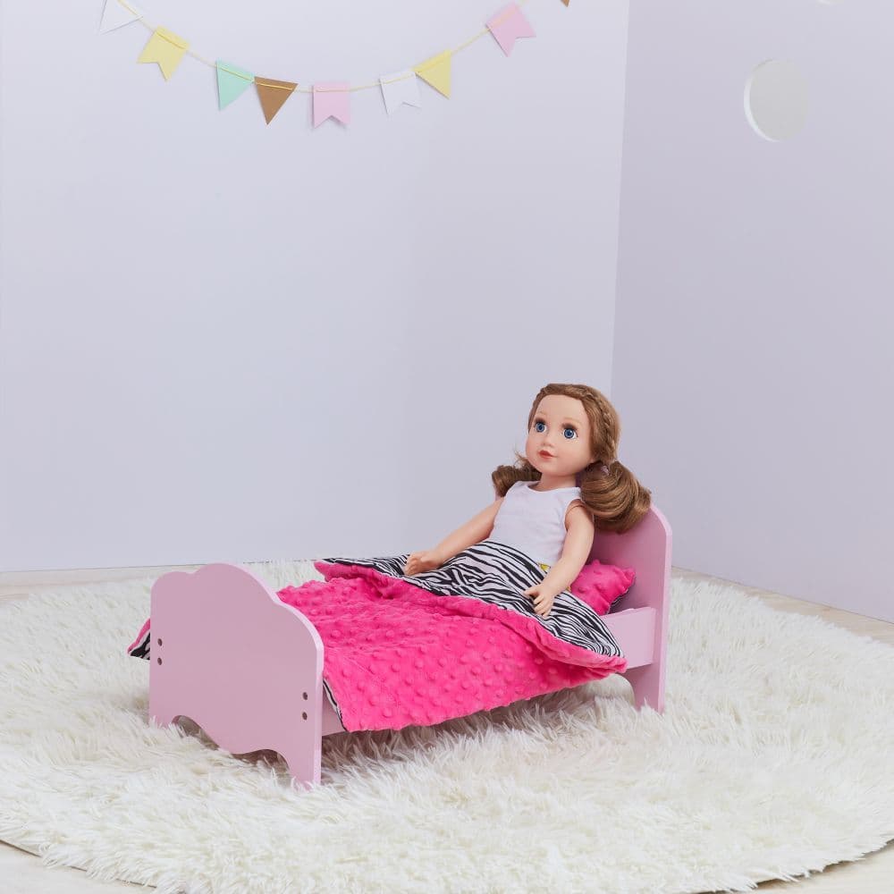 image-Olivia's Little World Doll Single Bed Pink Bedding Set Zebra Prints TD-11929-1E