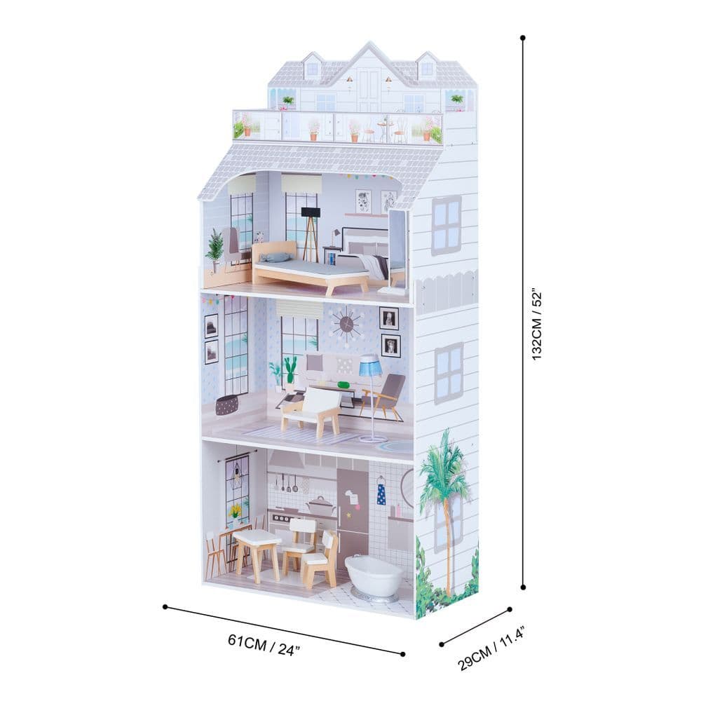 image-Olivia's Little World Dolls House Wooden Doll House ?w/ 8 Accessories TD-11683D