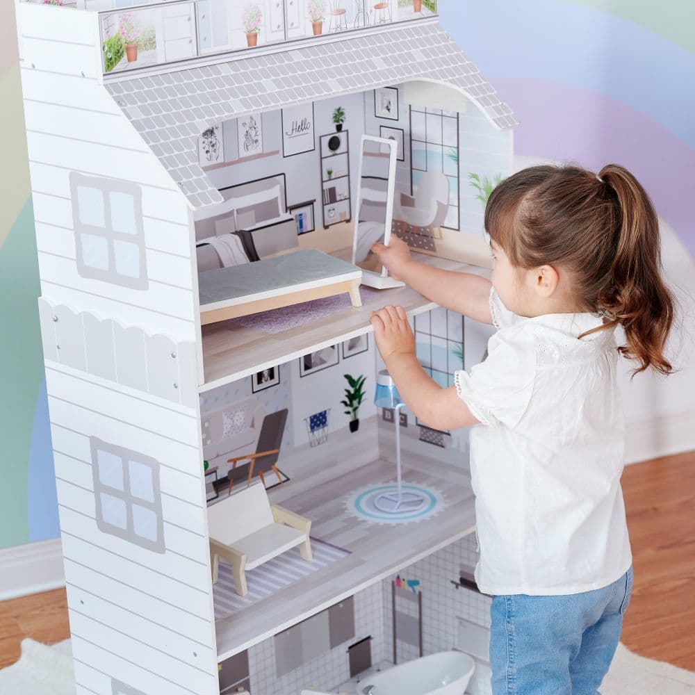 image-Olivia's Little World Dolls House Wooden Doll House ?w/ 8 Accessories TD-11683D