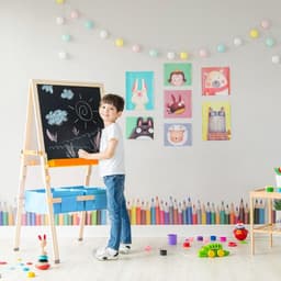 image-3 in 1 Wooden Easel Drawing Blackboard Whiteboard & Acc TK-FB028G