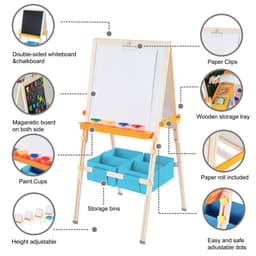 image-3 in 1 Wooden Easel Drawing Blackboard Whiteboard & Acc TK-FB028G