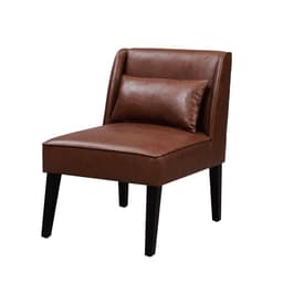 image-Marc Lounge Accent Chair Seat, Faux Leather, Brown with Padding