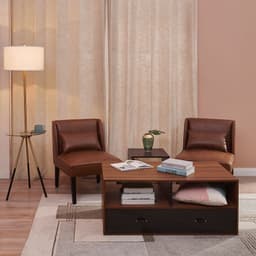 image-Marc Lounge Accent Chair Seat, Faux Leather, Brown with Padding