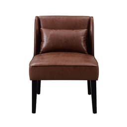 image-Marc Lounge Accent Chair Seat, Faux Leather, Brown with Padding