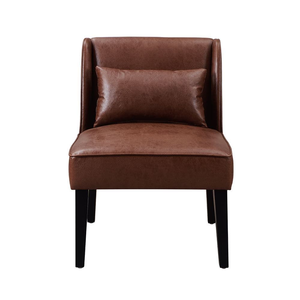 image-Marc Lounge Accent Chair Seat, Faux Leather, Brown with Padding