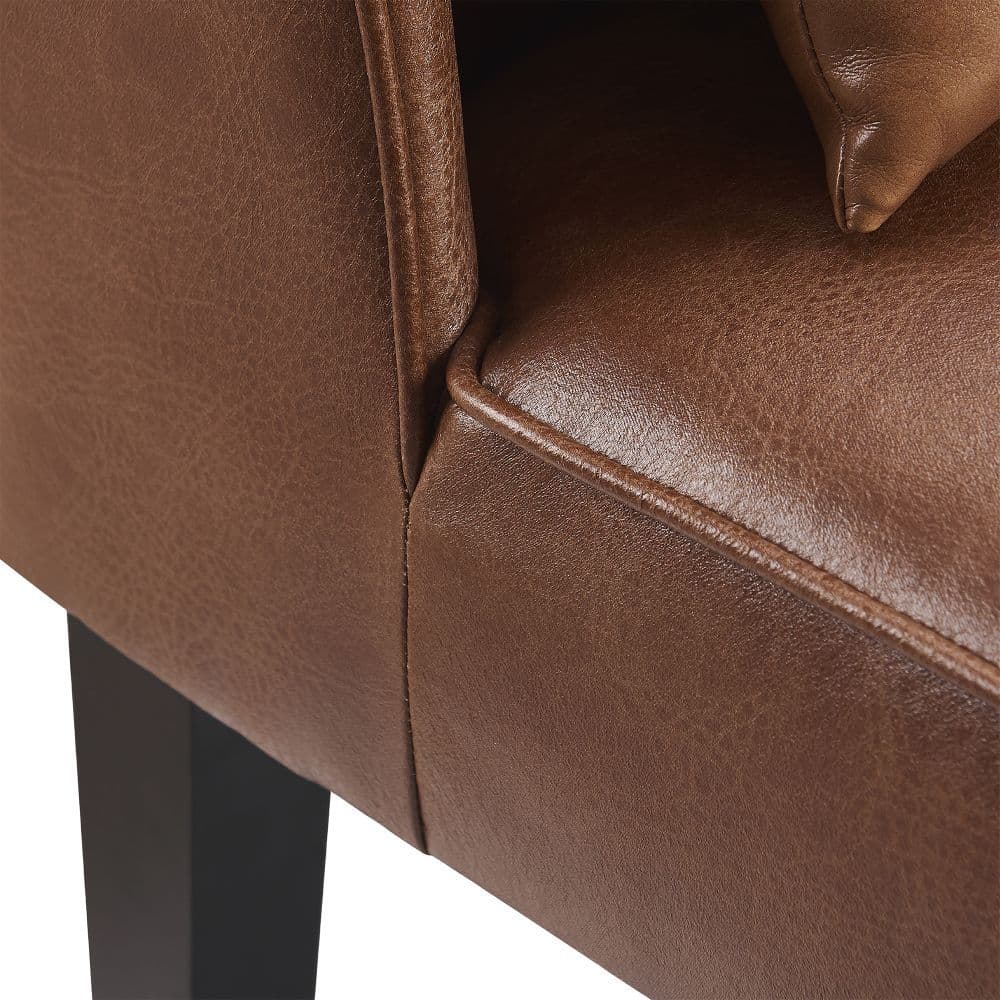image-Marc Lounge Accent Chair Seat, Faux Leather, Brown with Padding