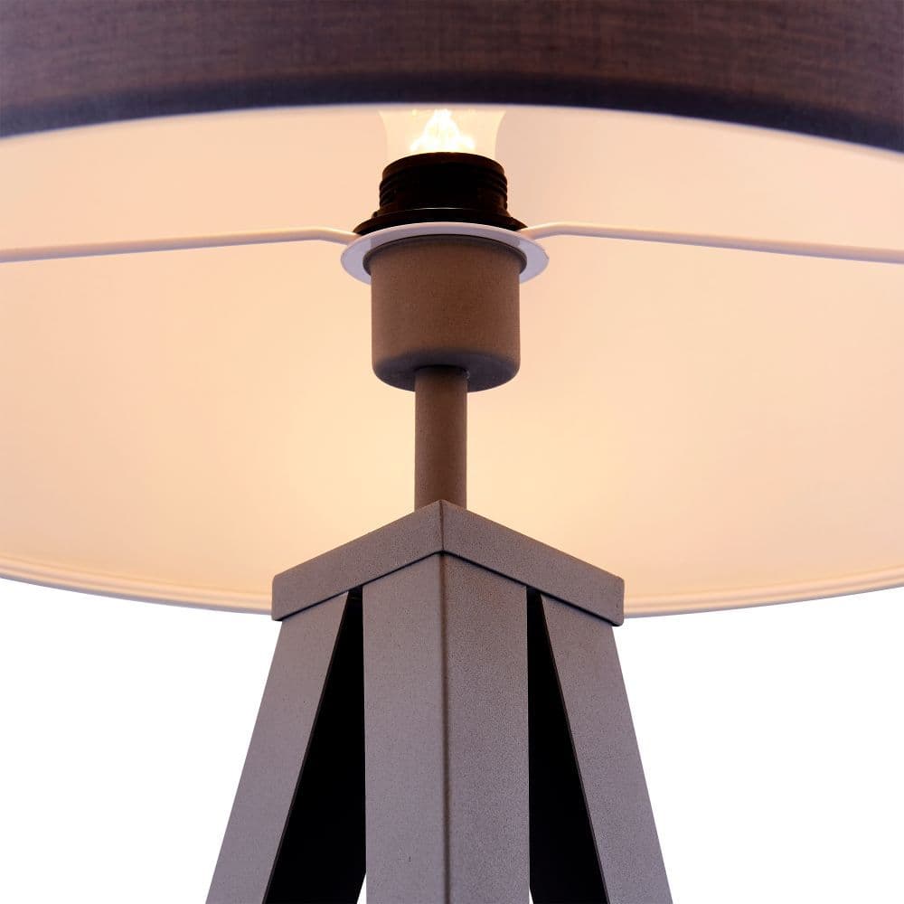 image-Romanza Tripod Standing Floor Lamp & Shade, Modern Lighting, Grey