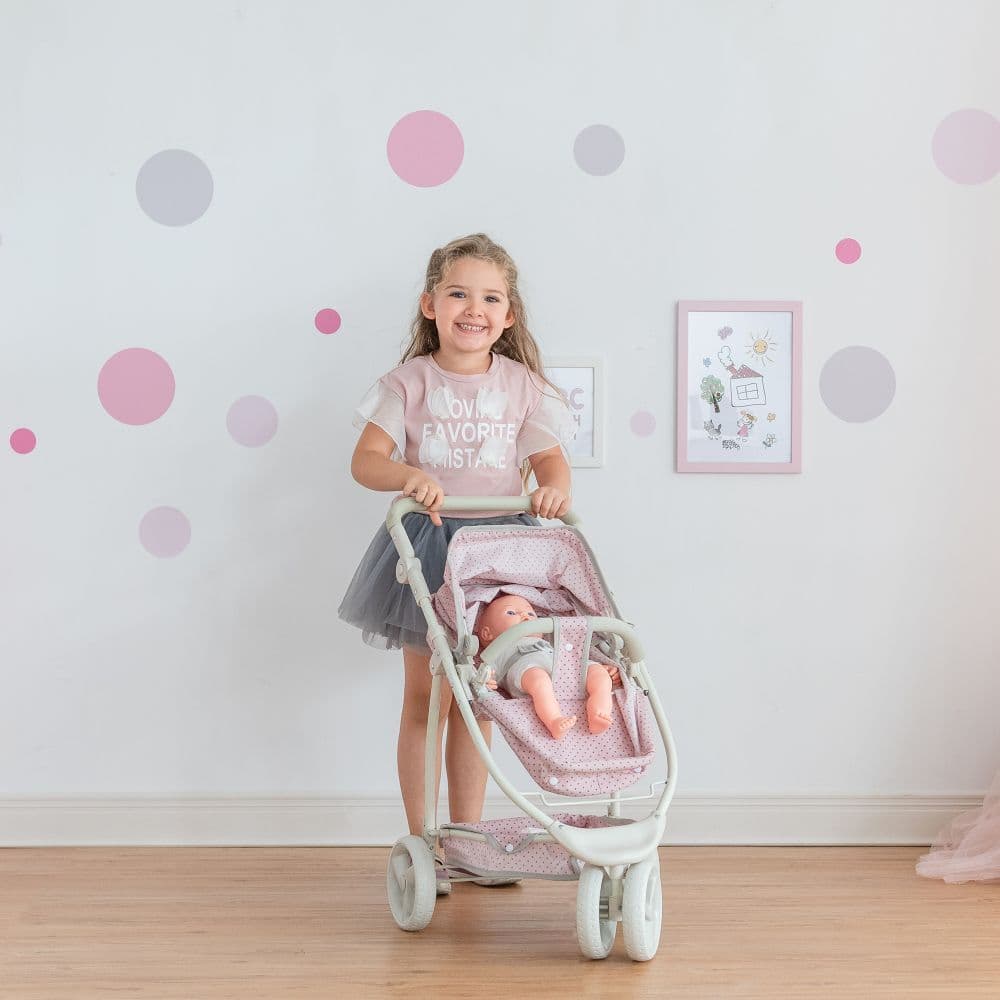 image-Olivia's Little World Dolls Pink Pram Stroller Pushchair For Baby Dolls OL-00009
