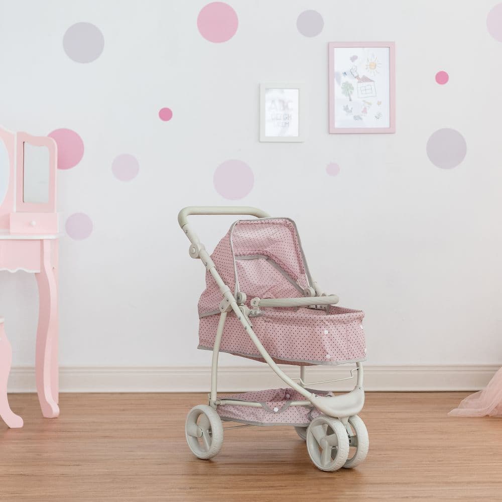 image-Olivia's Little World Dolls Pink Pram Stroller Pushchair For Baby Dolls OL-00009