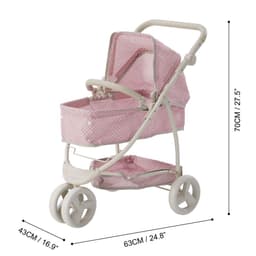 image-Olivia's Little World Dolls Pink Pram Stroller Pushchair For Baby Dolls OL-00009