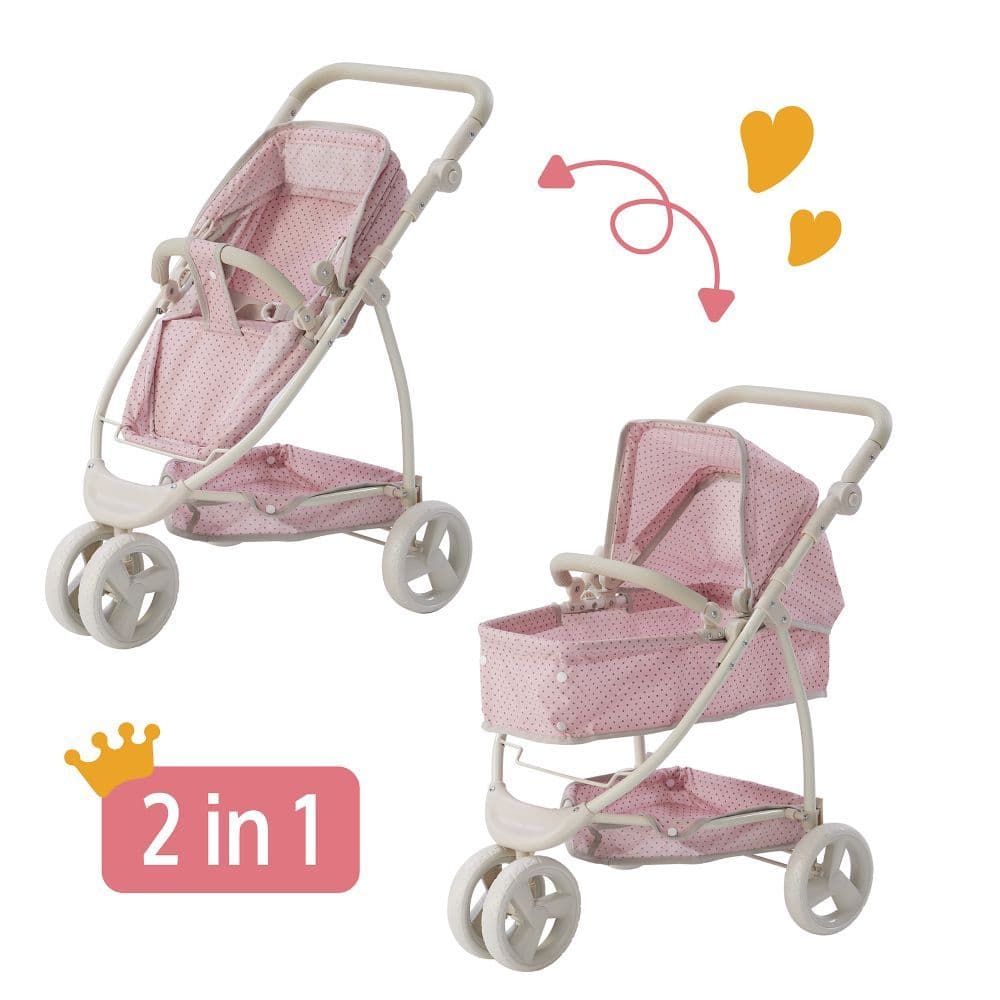 image-Olivia's Little World Dolls Pink Pram Stroller Pushchair For Baby Dolls OL-00009