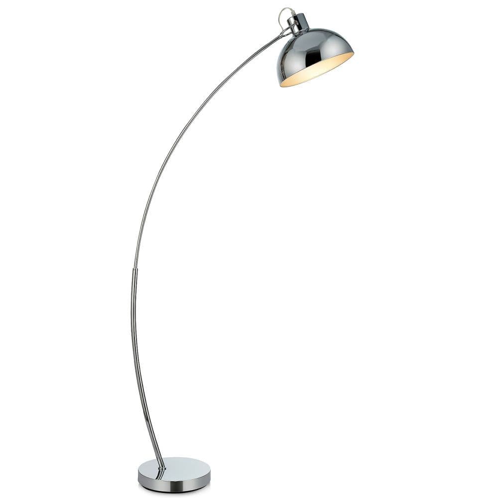 image-Arco Curved Arched Standard Floor Lamp Light & Bell Shade, Chrome